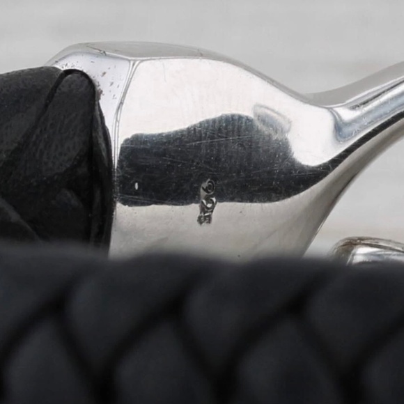 EFFY MEN’S BRACELET WOVEN LEATHER PANTHER BRACELET 925 SILVER TAKE A LOOK - Picture 3 of 9